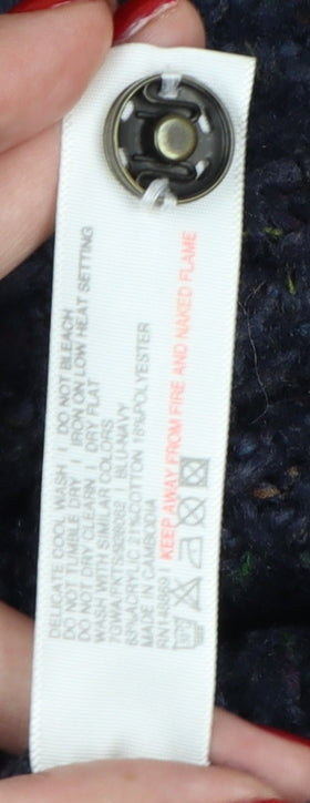 Fat Face Women’s Blue UK 8 Hooded Chunky Knit Zip Cardigan