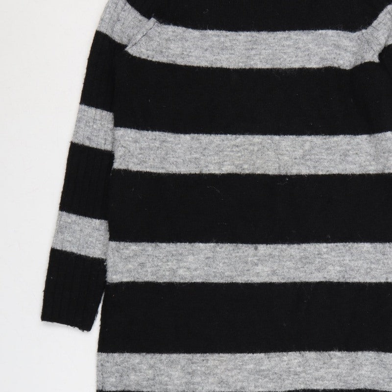 Next Women’s Black Grey Striped Roll Neck Long Knit Jumper Dress S