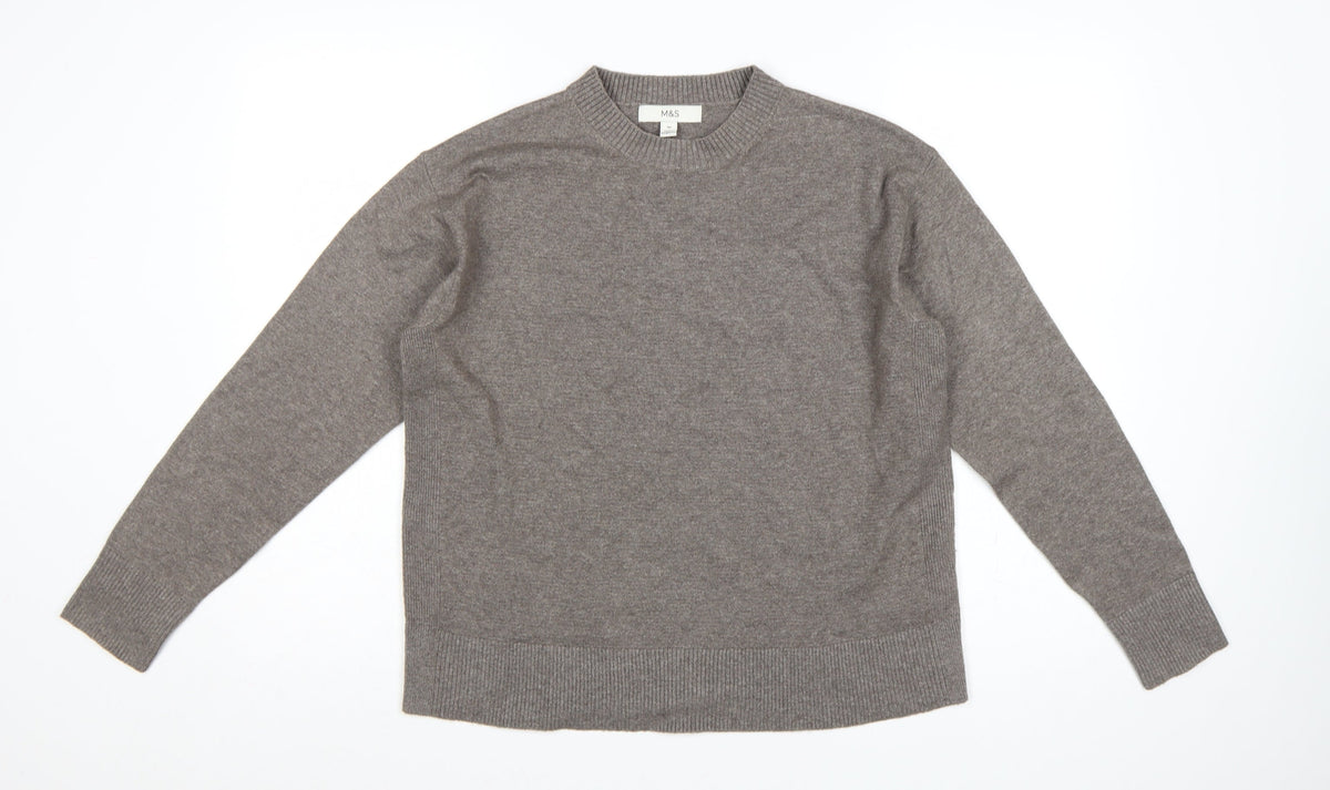 Marks and Spencer Women’s Brown M Crew Neck Knit Pullover Jumper