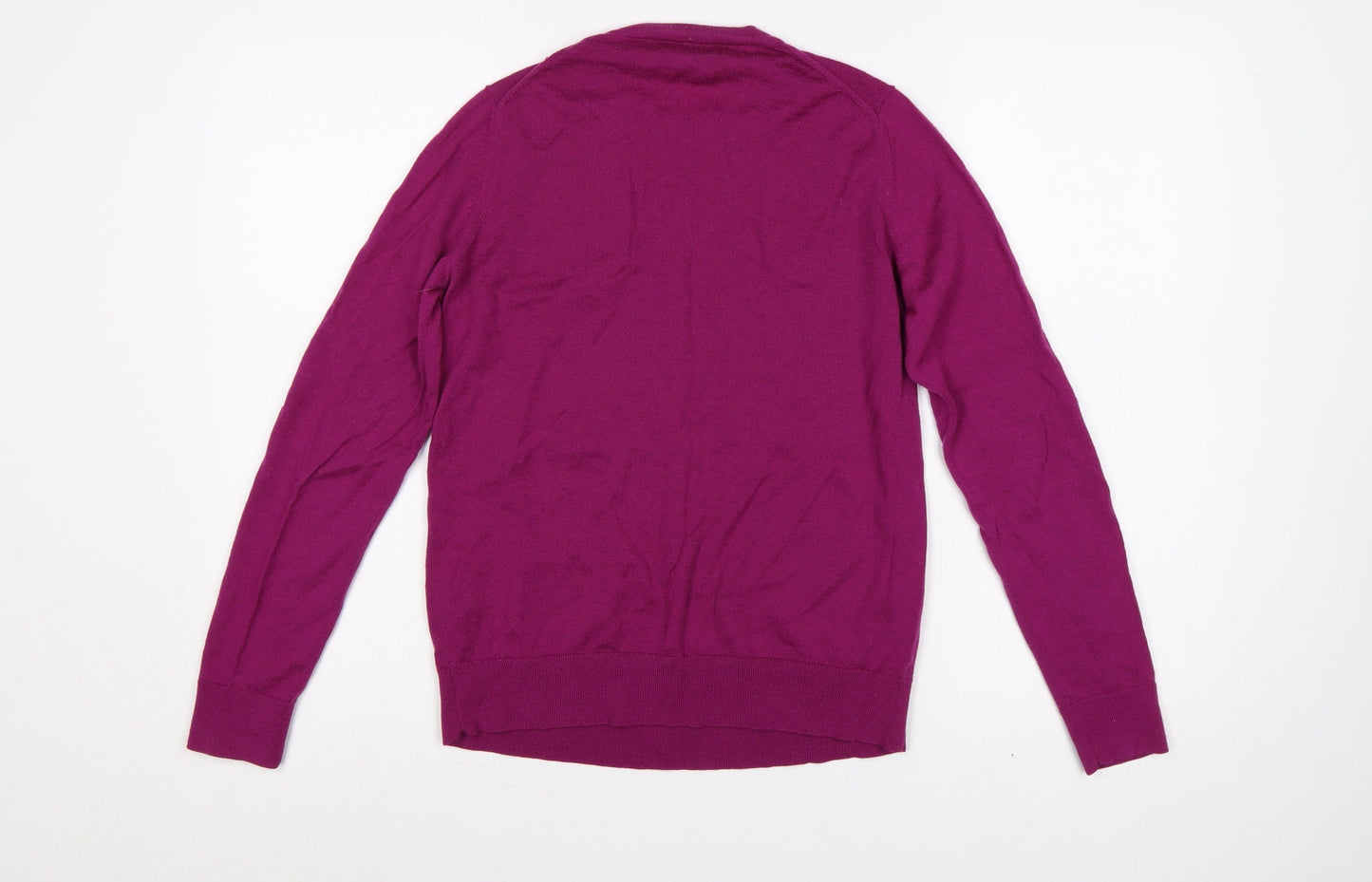 M&S Women Purple Size 12 Extra Fine Merino Wool Crew Neck Jumper