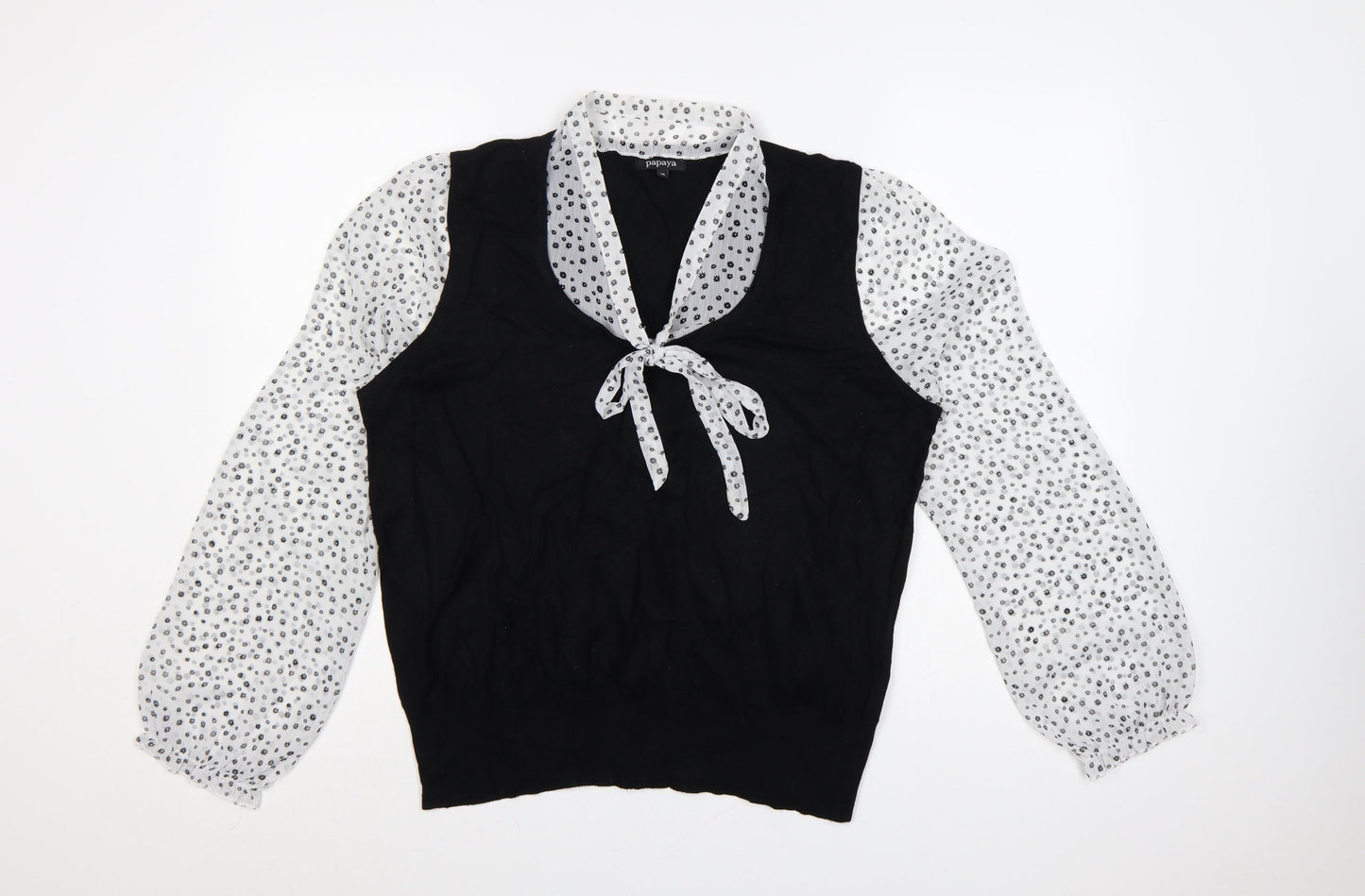 Papaya Women’s Black Size 20 Floral Chiffon Sleeve V-Neck Jumper