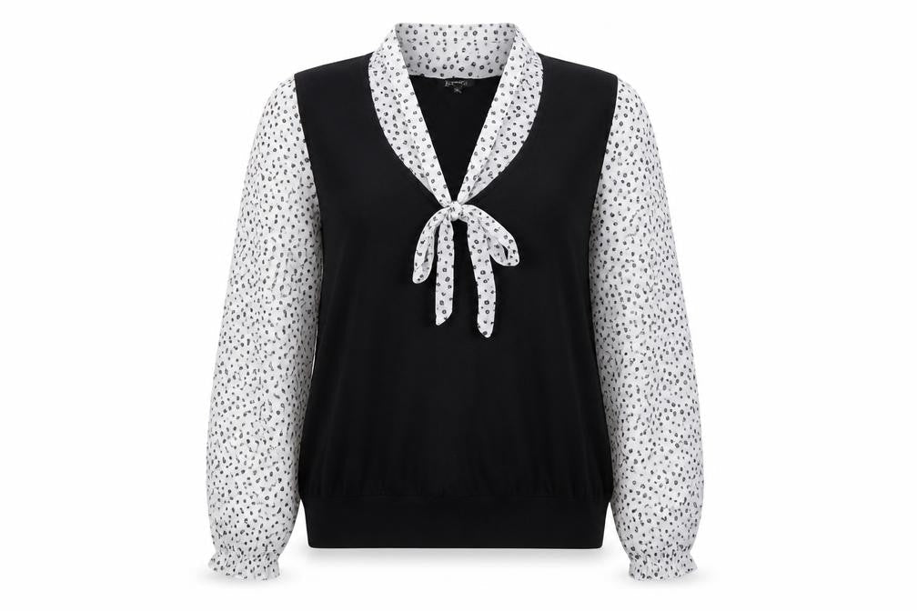 Papaya Women’s Black Size 20 Floral Chiffon Sleeve V-Neck Jumper