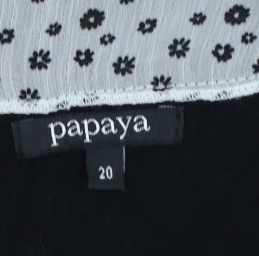 Papaya Women’s Black Size 20 Floral Chiffon Sleeve V-Neck Jumper