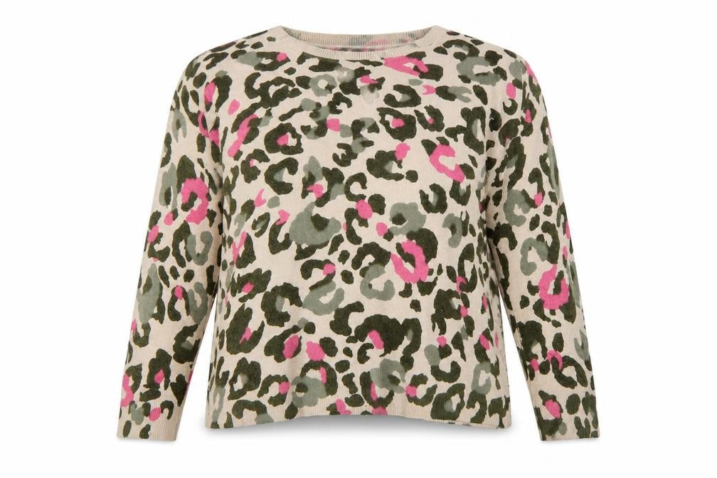 Marks and Spencer Women's Multicoloured Leopard Print Jumper UK 16 Crew Neck