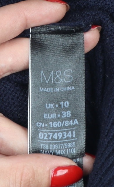 Marks and Spencer Women Blue UK 10 Christmas Stocking Sequin Knit Jumper