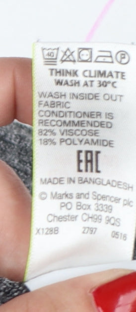 Marks and Spencer Women Grey Ribbed Viscose Jumper UK 8 Boat Neck