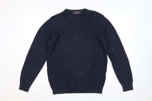 Maine New England Men's Blue S Crew Neck Cotton Knit Pullover Jumper