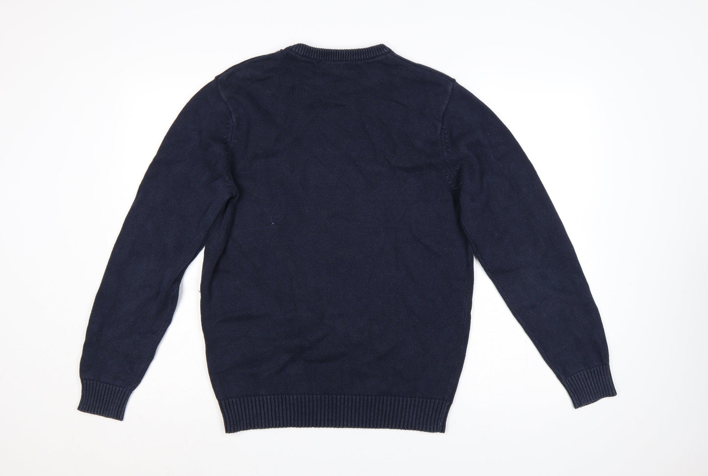 Maine New England Men's Blue S Crew Neck Cotton Knit Pullover Jumper
