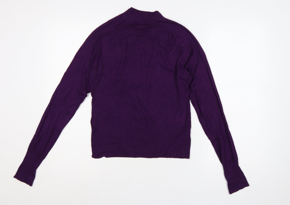 New Look Women Purple UK 10 High Neck Long Sleeve Knit Jumper