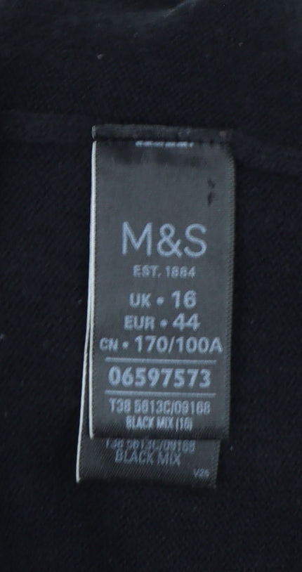 Marks & Spencer Women Black Size 16 Beaded Jewel Knit Jumper