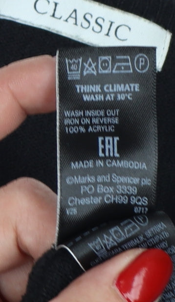 Marks & Spencer Women Black Size 16 Beaded Jewel Knit Jumper