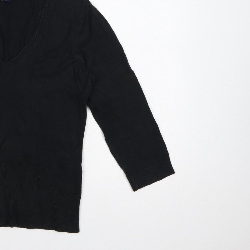 GAP Women’s Black M V-Neck 3/4 Sleeve Knit Pullover Jumper