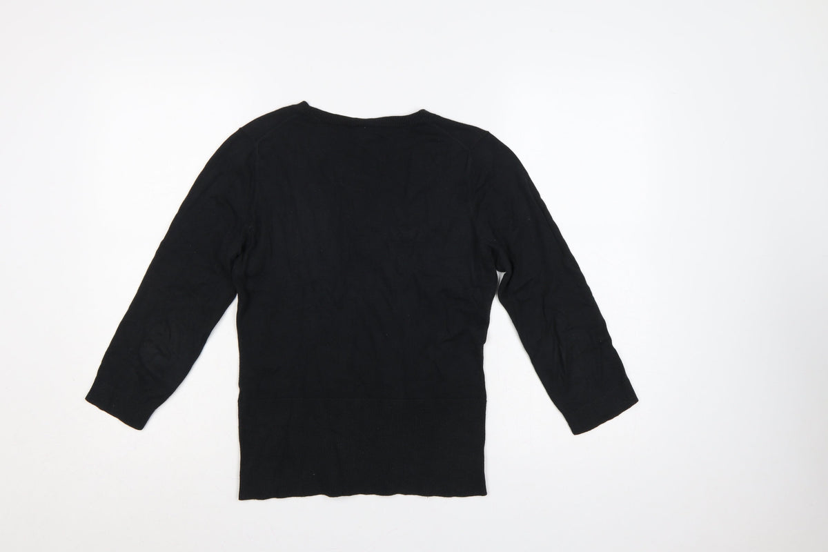 GAP Women’s Black M V-Neck 3/4 Sleeve Knit Pullover Jumper
