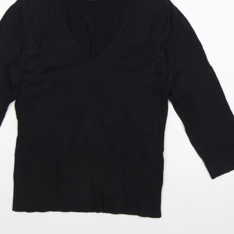 GAP Women’s Black M V-Neck 3/4 Sleeve Knit Pullover Jumper