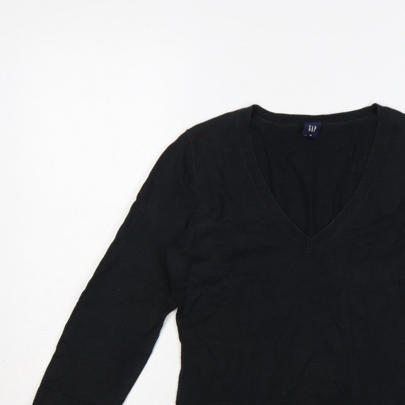 GAP Women’s Black M V-Neck 3/4 Sleeve Knit Pullover Jumper