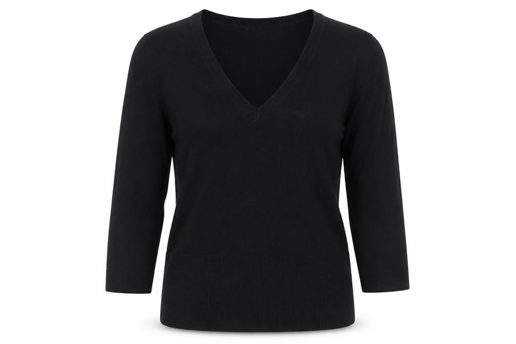 GAP Women’s Black M V-Neck 3/4 Sleeve Knit Pullover Jumper