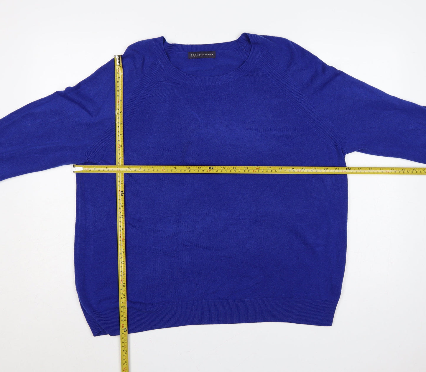 Marks and Spencer Women’s Blue Size 20 Crew Neck Raglan Knit Jumper