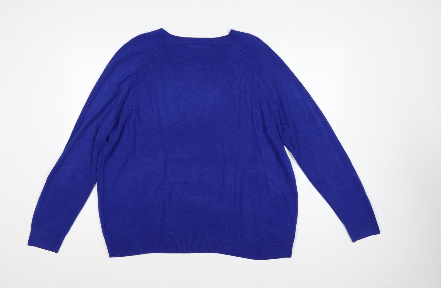 Marks and Spencer Women’s Blue Size 20 Crew Neck Raglan Knit Jumper