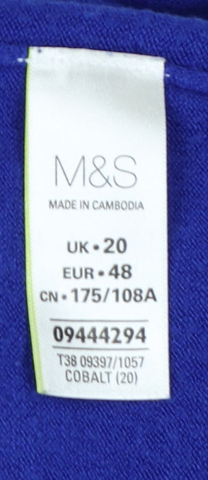 Marks and Spencer Women’s Blue Size 20 Crew Neck Raglan Knit Jumper