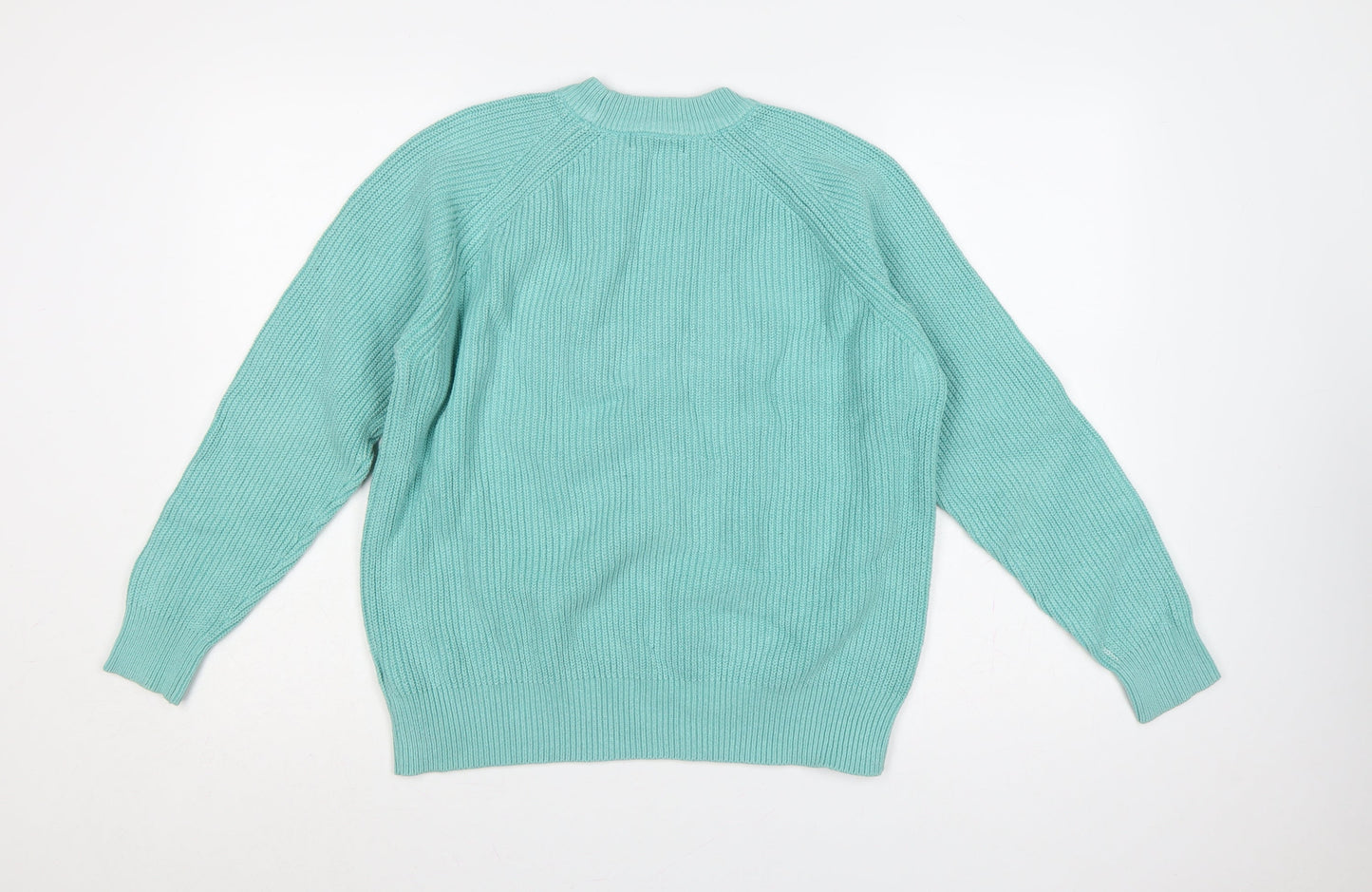 Marks and Spencer Women Green M Cotton Raglan Crew Neck Knit Jumper