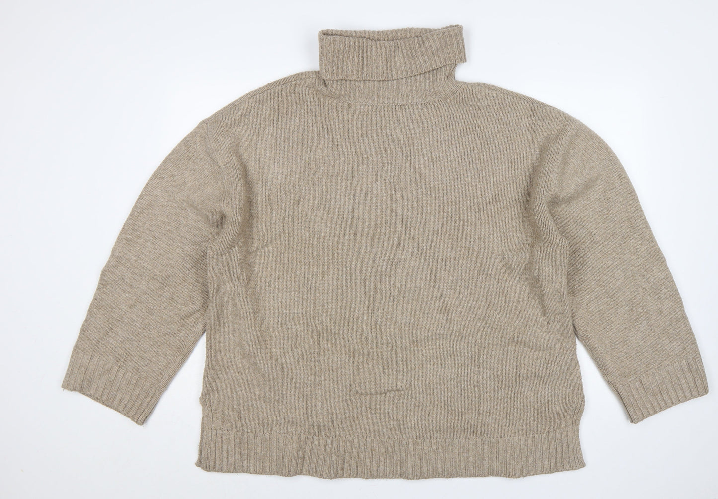 Marks & Spencer Women Beige XL Roll Neck Knit Jumper