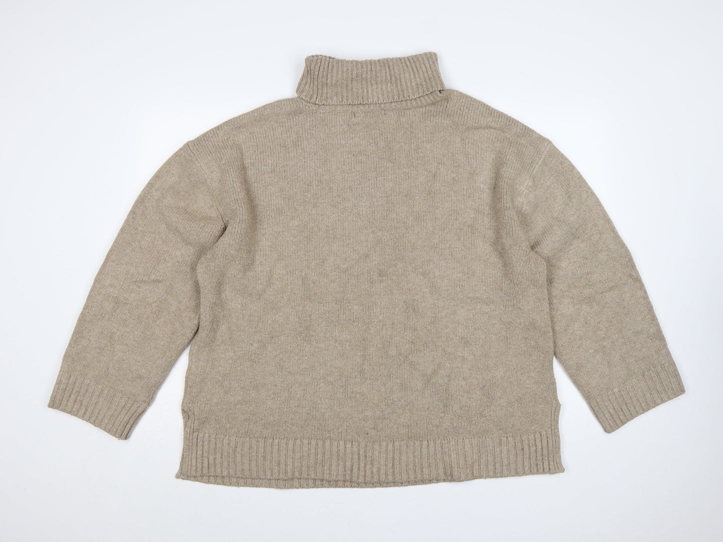 Marks & Spencer Women Beige XL Roll Neck Knit Jumper