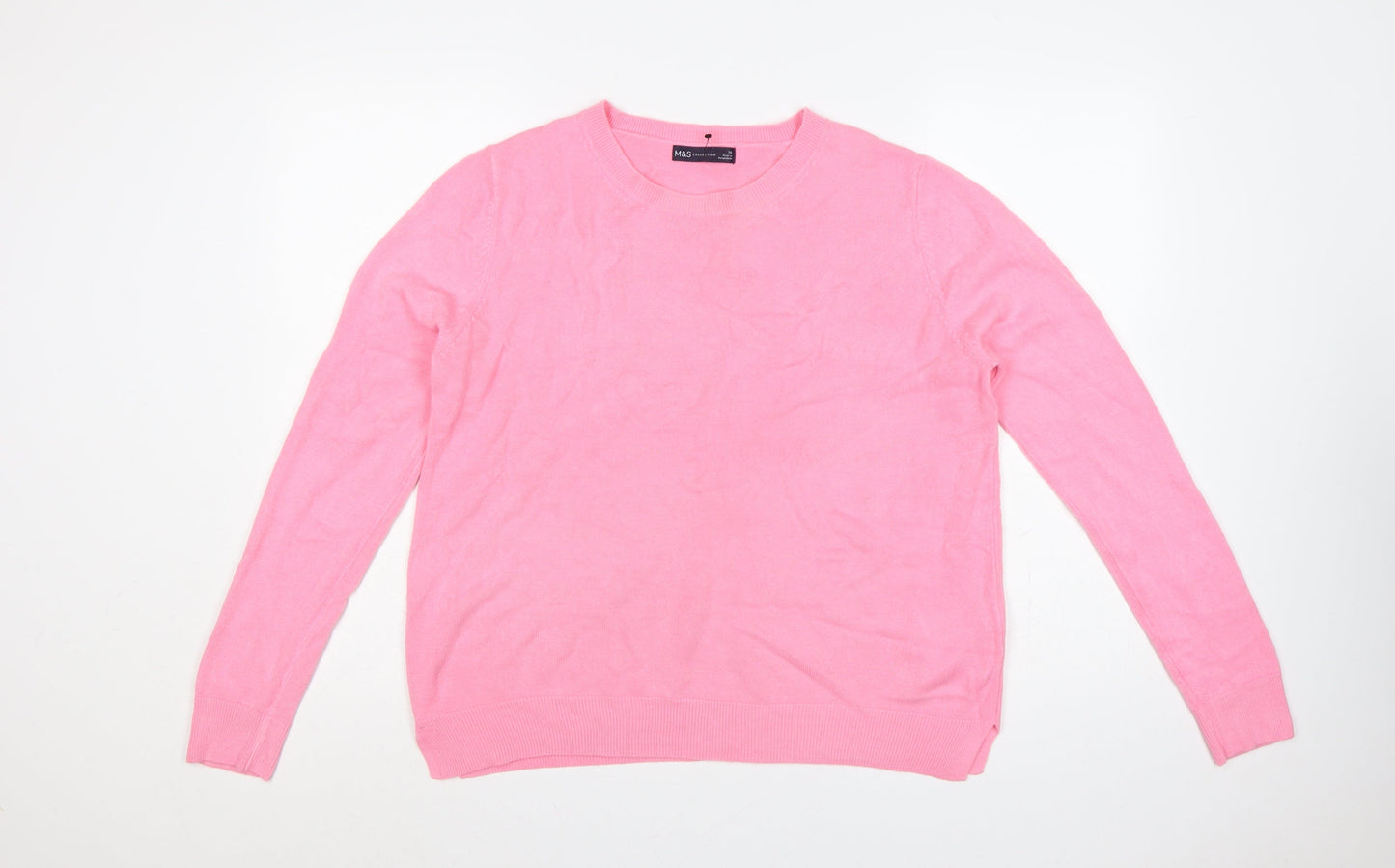 Marks and Spencer Women Pink Size 16 Crew Neck Knit Pullover Jumper