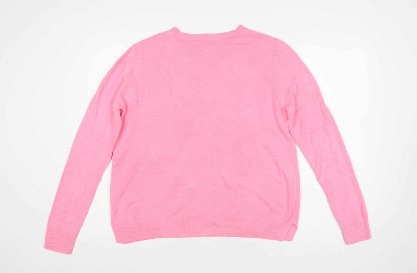 Marks and Spencer Women Pink Size 16 Crew Neck Knit Pullover Jumper