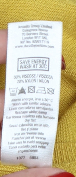 Additional view of Dorothy Perkins Women Yellow UK 8 V-Neck Long Sleeve Knit Jumper