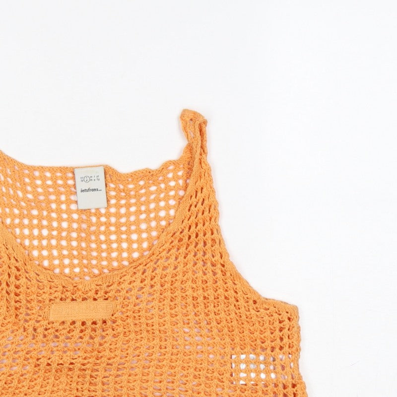 ietsfrans... Women Orange S Crochet Sheer Camisole Tank Top