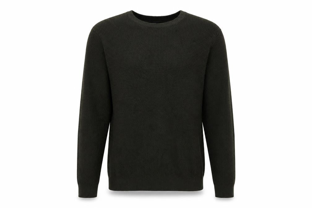 H&M Men’s Green M Waffle Knit Crew Neck Pullover Jumper