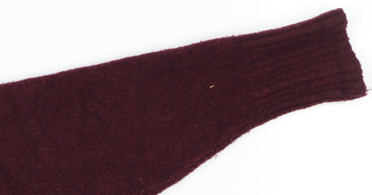 Zara Women Burgundy XS High Neck Knit Pullover Jumper Long Sleeve