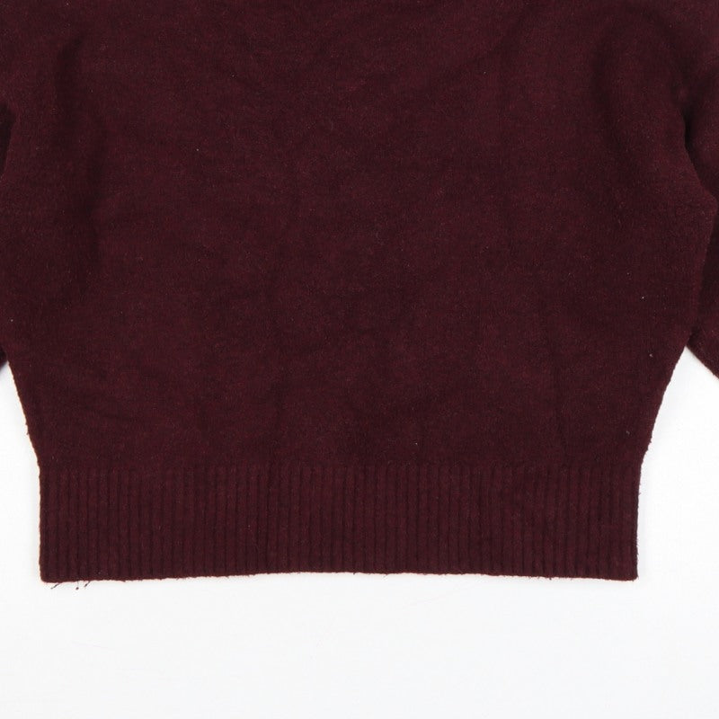 Zara Women Burgundy XS High Neck Knit Pullover Jumper Long Sleeve