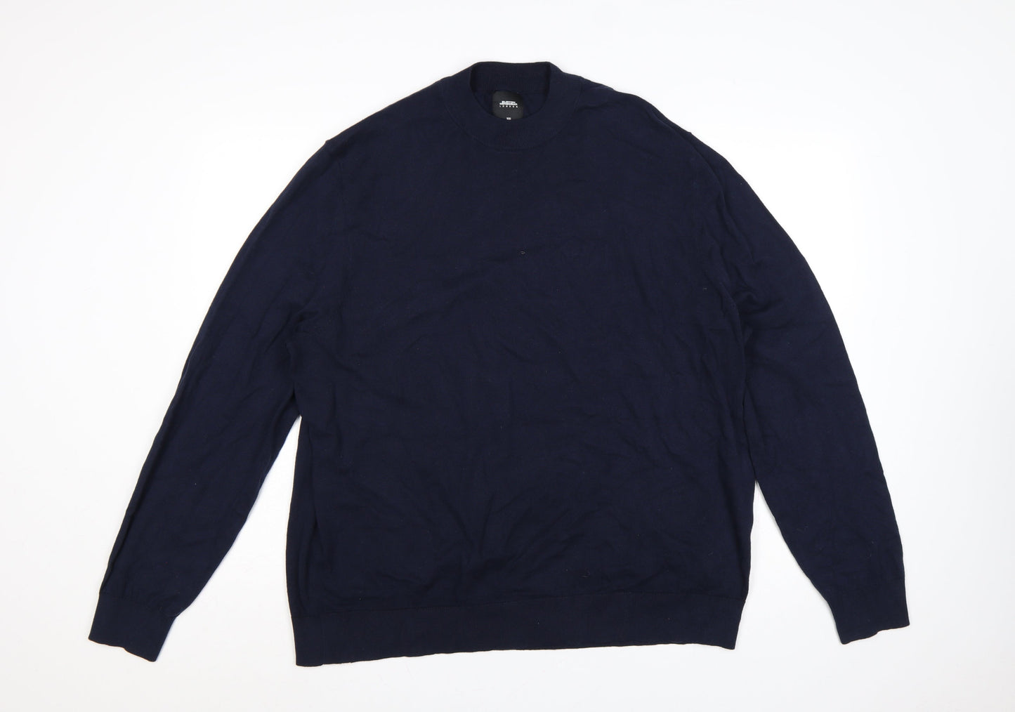 Burton Menswear London Men’s Navy Blue 2XL High Neck Cotton Jumper