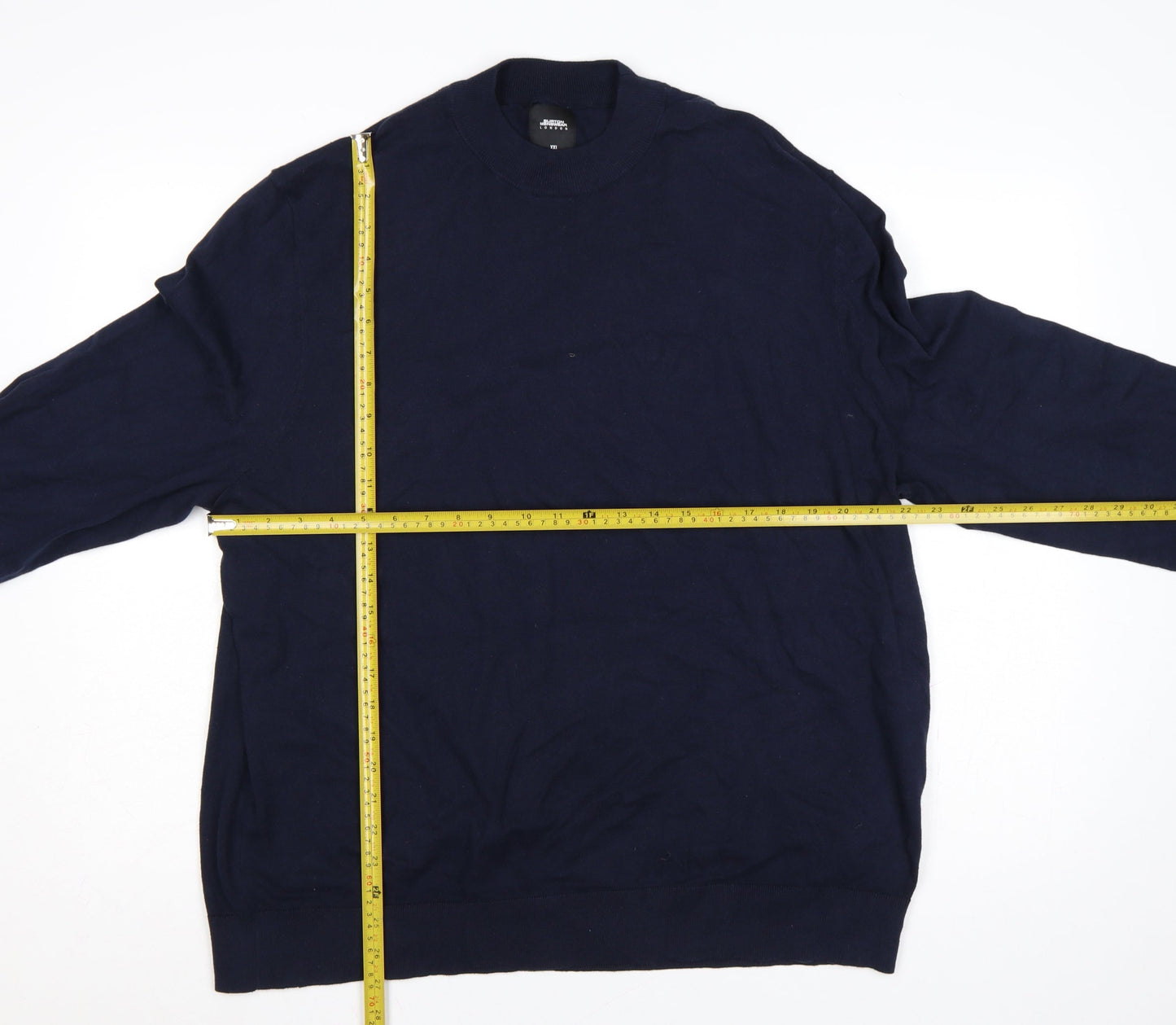 Burton Menswear London Men’s Navy Blue 2XL High Neck Cotton Jumper