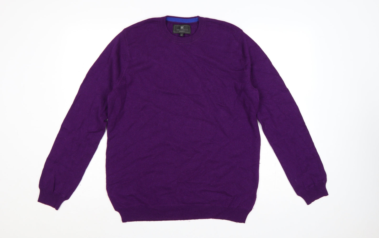 Marks and Spencer Unisex Purple M Merino Cashmere Crew Neck Pullover
