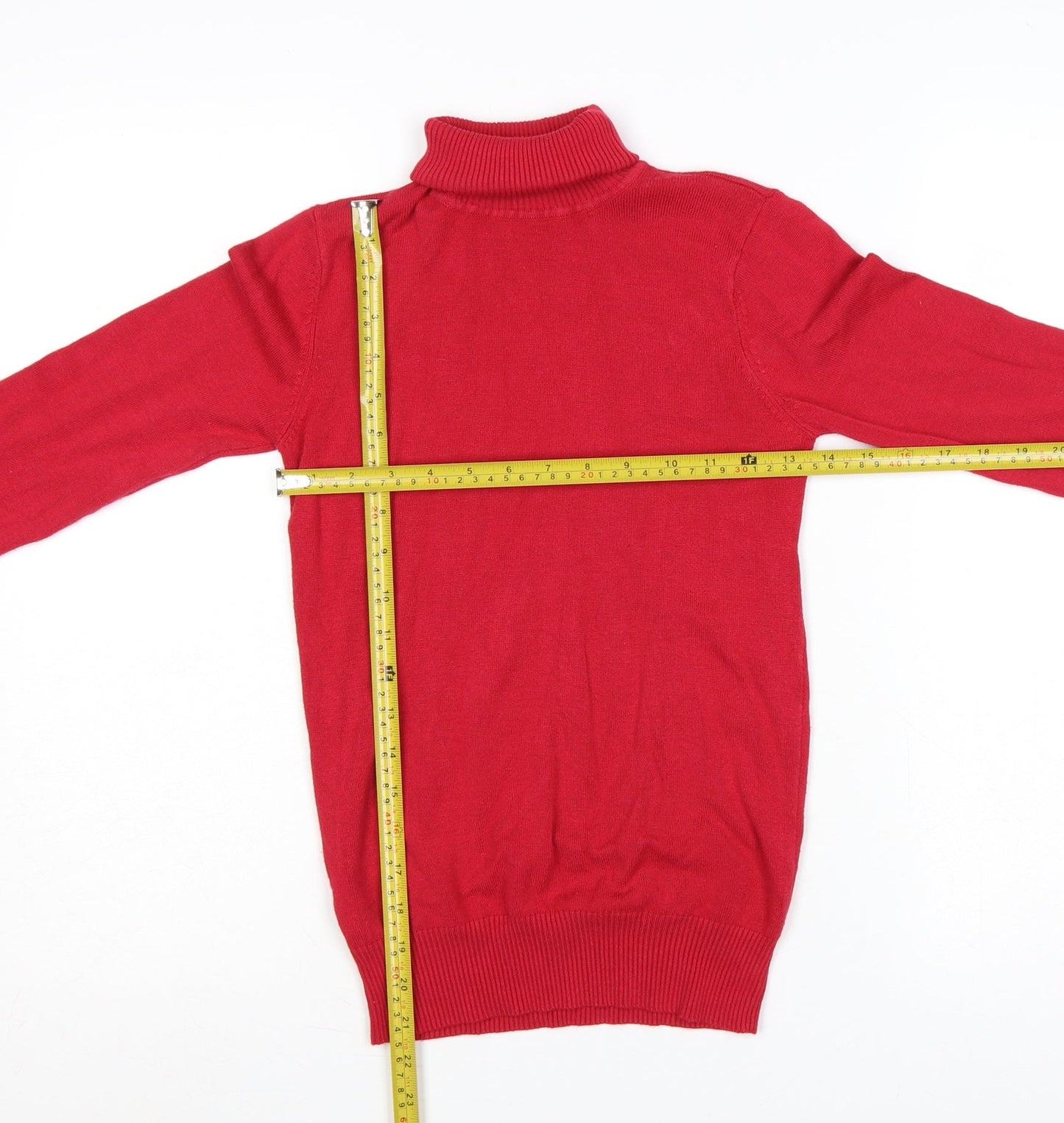 Papaya Women Red Size 8 Roll Neck Fine Knit Pullover Jumper
