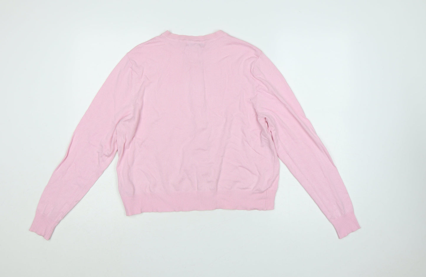 Marks and Spencer Women Pink Size 14 Button Knit Cardigan