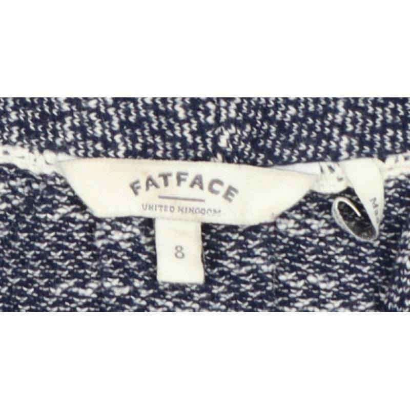 FatFace Women Blue Marled Open Cardigan UK 8 Cowl Neck Knit Pockets