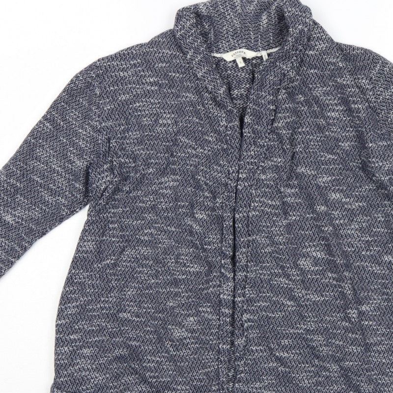 FatFace Women Blue Marled Open Cardigan UK 8 Cowl Neck Knit Pockets