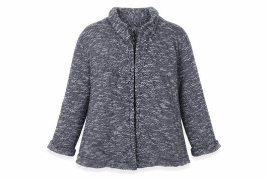 FatFace Women Blue Marled Open Cardigan UK 8 Cowl Neck Knit Pockets