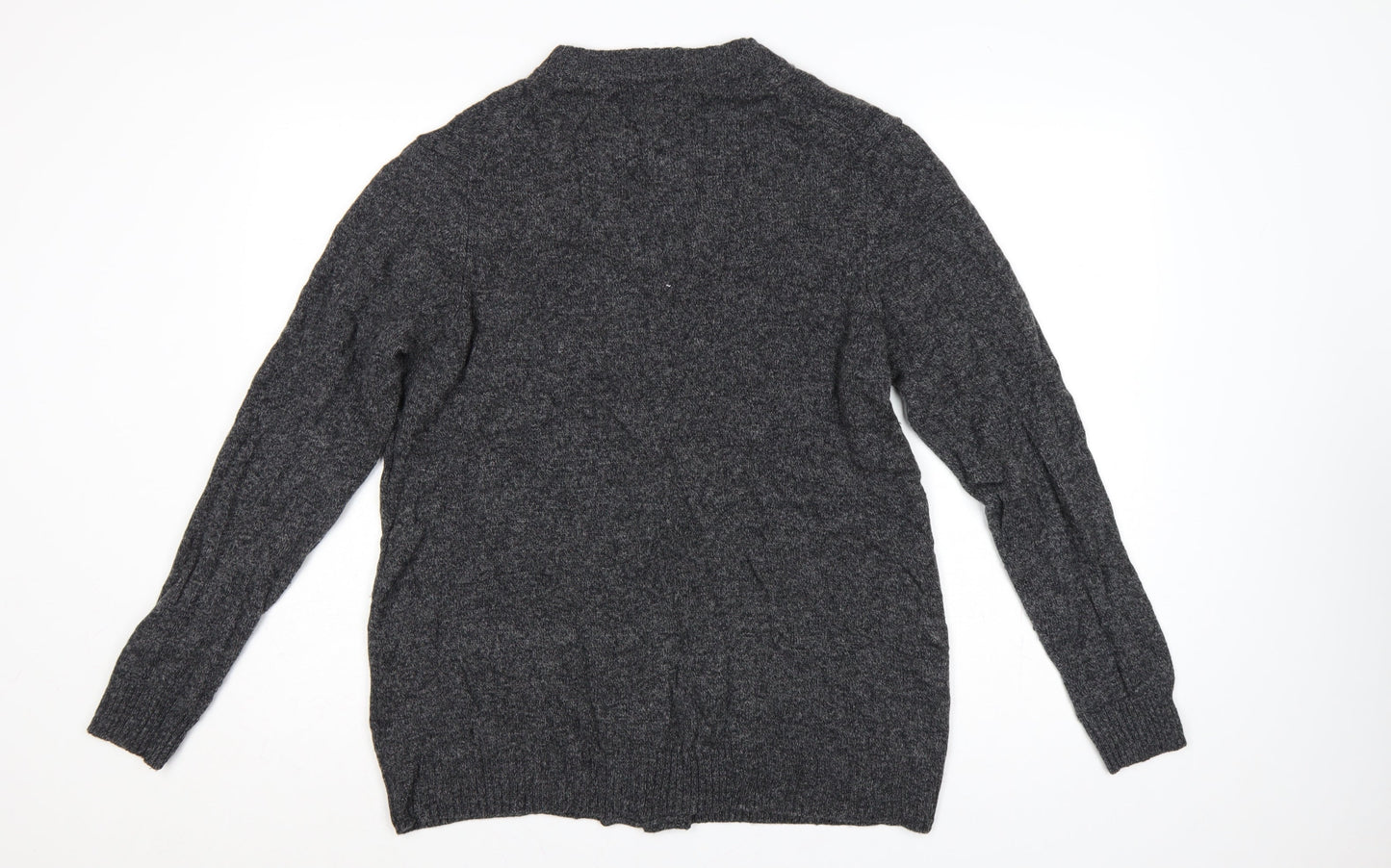 Marks and Spencer Men Grey Large Lambswool Rich Button Cardigan