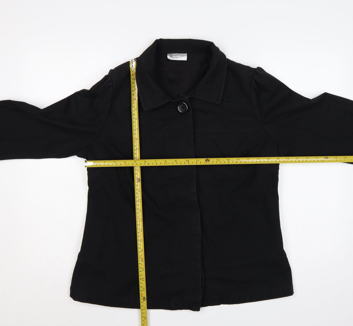 Bhs Women’s Black UK 16 Cotton Blend Collared Button Jacket