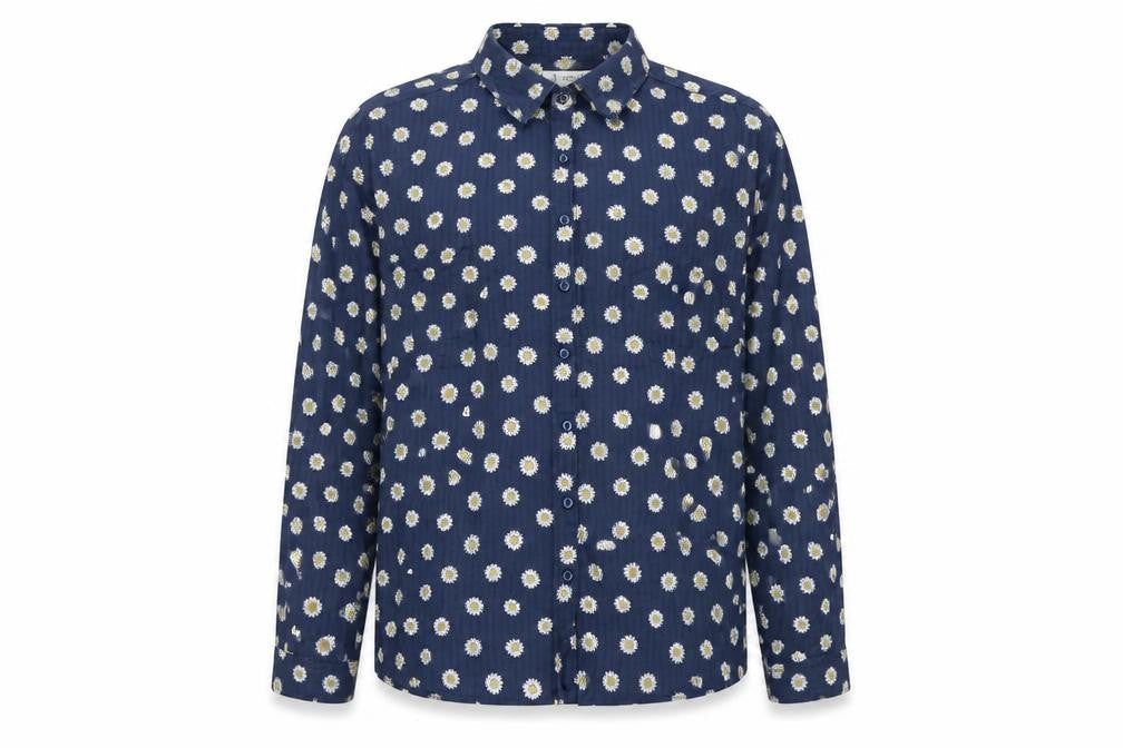 Seasalt Women Blue Daisy Floral Long Sleeve Button-Up Shirt UK 12