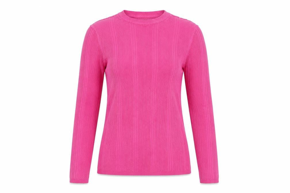 Marks and Spencer Women Pink Size 12 Ribbed Knit Crew Neck Jumper