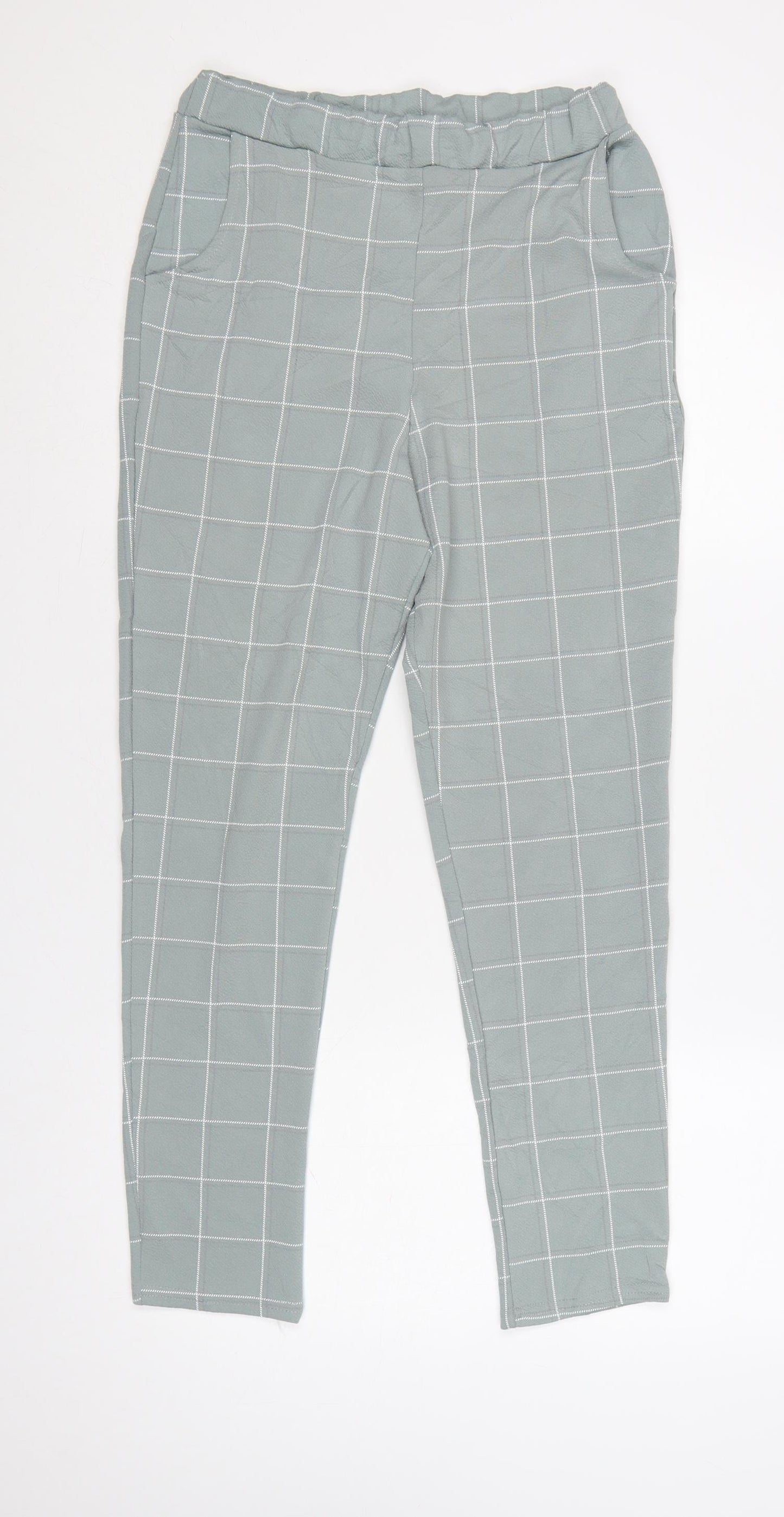 I Saw It First Women Green UK 8 Check Paperbag Tapered Trousers