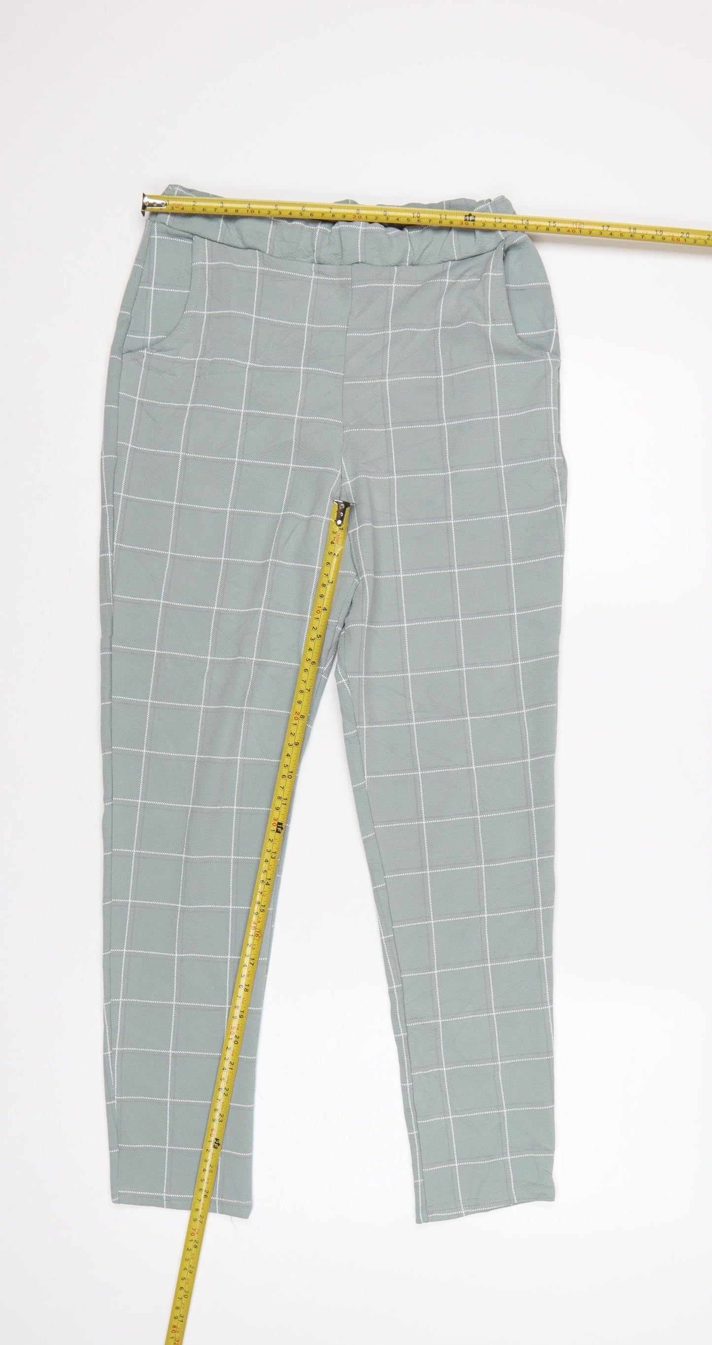 I Saw It First Women Green UK 8 Check Paperbag Tapered Trousers