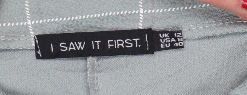 I Saw It First Women Green UK 8 Check Paperbag Tapered Trousers