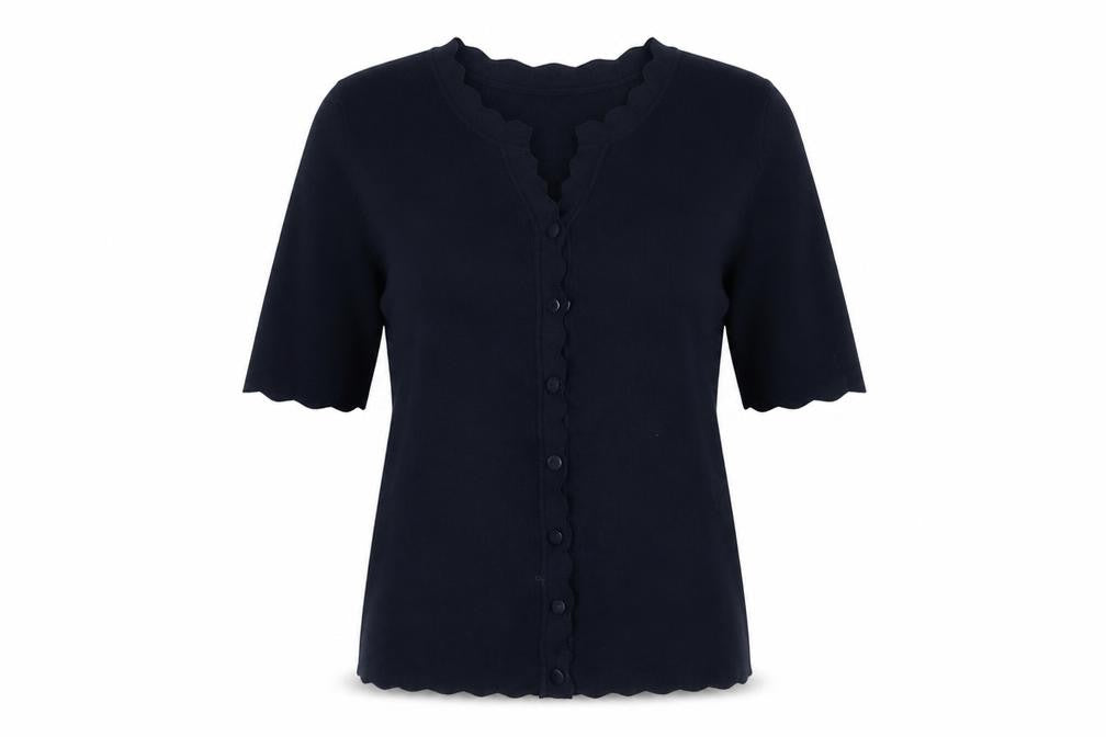 Marks & Spencer Women’s Blue Size 16 Short Sleeve Ruffle Button Cardigan