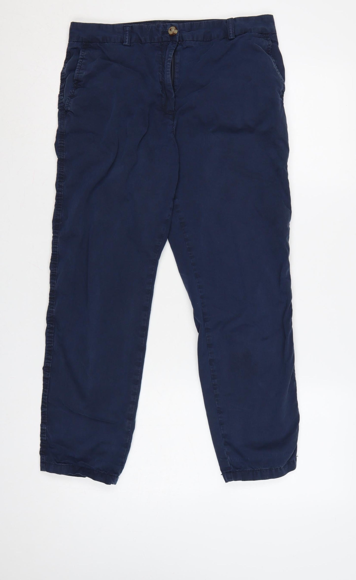 Marks & Spencer Women Navy UK 10 Chino Tapered Trousers